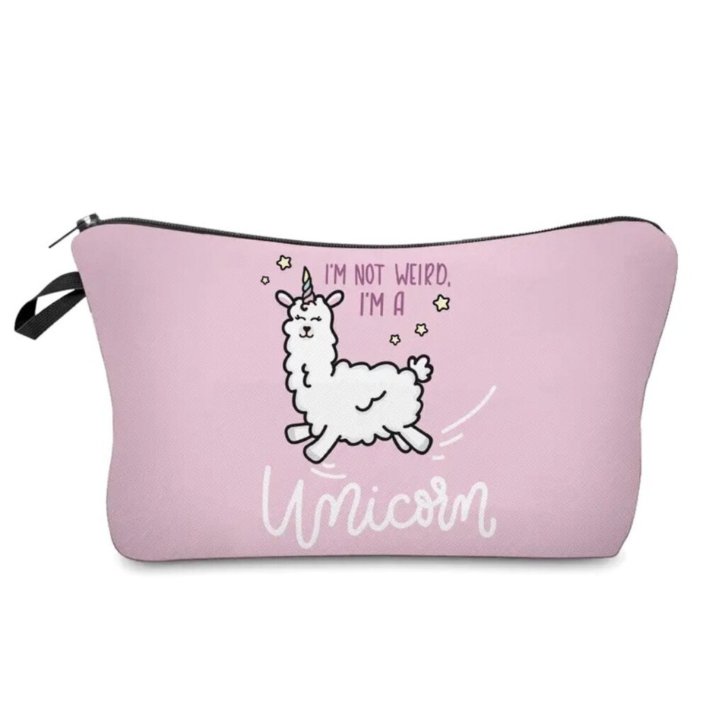 Unicorn Cosmetic Makeup Bag Clutch Pouch Travel I'm not weird weekend purse NEW